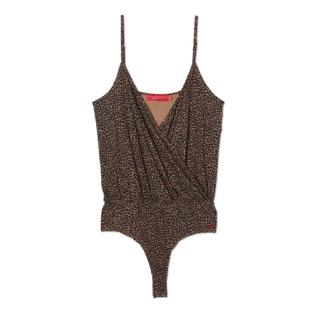 n:Philanthropy Women's Peppermint Cross Front Tank Bodysuit sz XL Cheetah Print